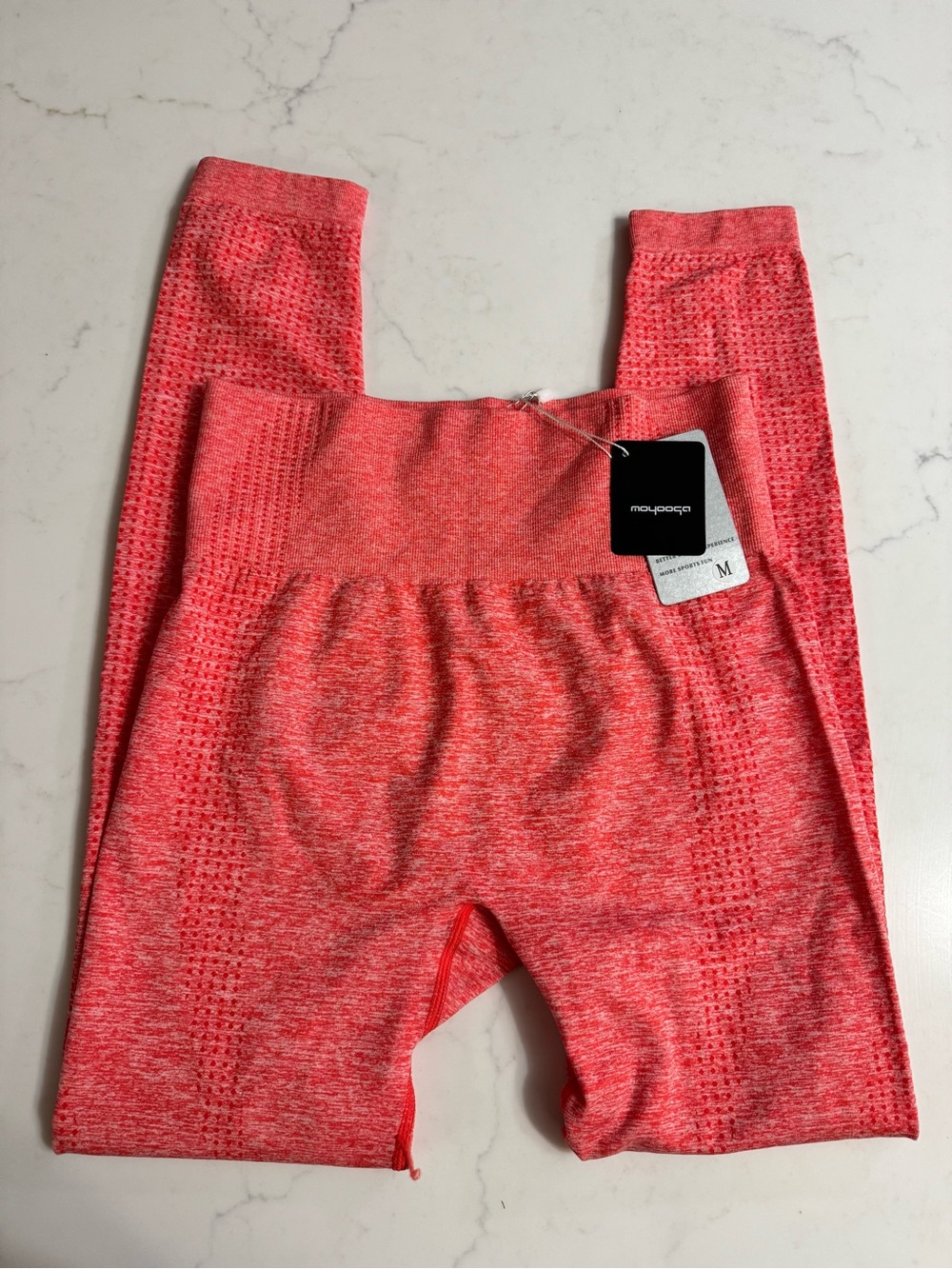 NWT MOYOOGA Seamless High Waist Contour Workout Leggings Coral Medium